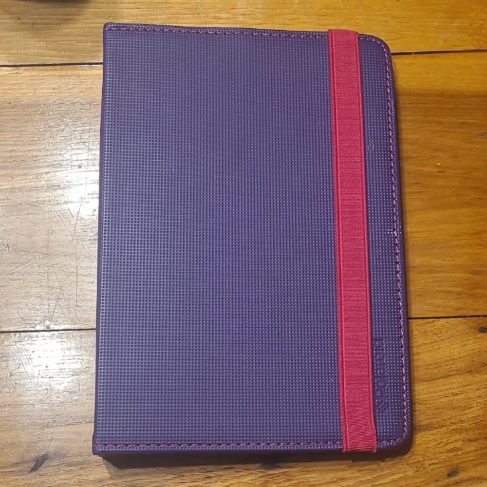 Purple Tablet Folio Case with Pink Elastic Band